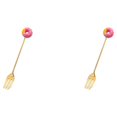 thumbnail image 3 of Transemion 1/2/3/5 Cartoon Adorable Restaurant Hotel Tableware Portable Washable Stainless Steel Stirring Mixing Dinnerware Cake Flatware Donut Fork Rose Red 2PCS, 3 of 6