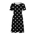 thumbnail image 4 of Weiqiqre Robes pour Femmes Été Décontractées à Manches Courtes Col Ras du Cou Robes T-Shirt Amples Évasées Mini avec Poches, 4 of 5