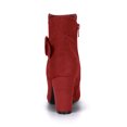thumbnail image 2 of Unique Bargains Women's Round Toe Chunky Heel Zip Heeled Boots Ankle Booties Red 8, 2 of 8