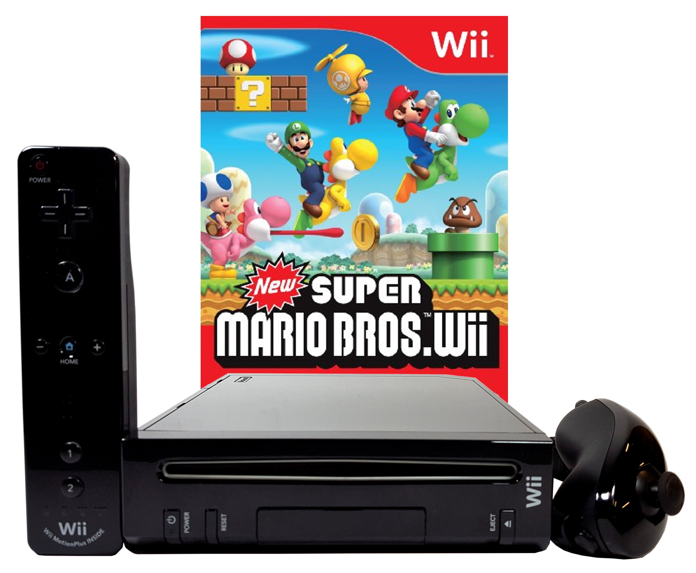 Restored Nintendo Wii Black Console With New Super Mario Brothers