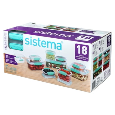 Sistema Klip It Food Storage Containers, Accents Collection, Teal, 18-Piece Set