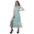 thumbnail image 3 of Moomaya Rayon Printed Halter Neck Dress Womens Front Slit Long Maxi Party Dress, 3 of 4