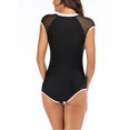 thumbnail image 4 of Innerwin Maillot de Bain Femme Manches Courtes Col Rond Rembourré Couture en Maille Été Vacances Noir P, 4 of 6