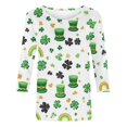 thumbnail image 2 of Mceream T-Shirt de la Saint-Patrick à Manches 3/4 pour Femme, Blouses à Col Rond, Décontracté, Vacances, Trèfle Irlandais, T-Shirts Graphiques, Tunique d'Été Amusante, Hauts de Festival, Grande Taille, Vert, TG, 2 of 5