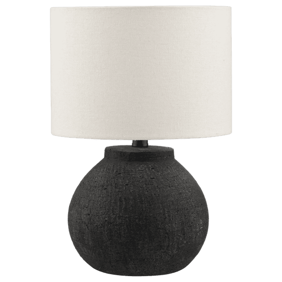 Bouclair Black Ceramic Table Lamp White Shade Living Room Bedroom Nightstand Lighting