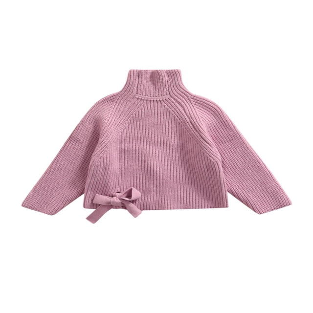 MesaSe Bébé Fille Pull Pull Pulls Col Roulé Câble Tricot Pulls à Manches Longues avec Bow Automne Hiver Haut