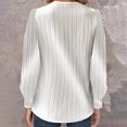 thumbnail image 4 of Yuyuzo Womens Puff Long Sleeve Shirts Collared Button V Neck Tunic Tops Textured Loose Fall Blouses, 4 of 7