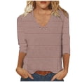 thumbnail image 1 of Blouses pour Femmes T-shirt Décontracté Imprimé Col en V Manches 3/4 Ample, 1 of 4