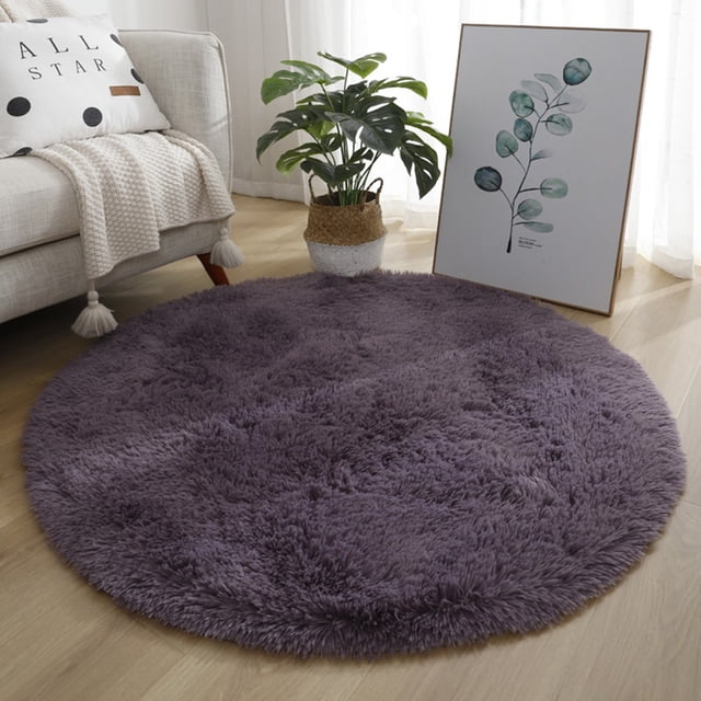 Luckyn Soft Shaggy Rug,Anti-Slip Fluffy Rugs Large Shaggy Rug Super Soft Mat Living Room Bedroom Carpet,Gray Purple