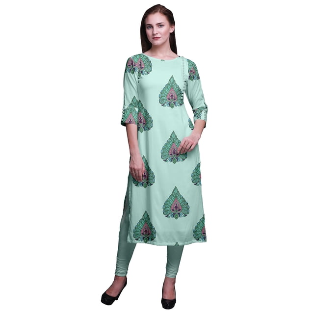 Bimba Kurti Imprimée à Manches 3/4 Tenue d'Été Kurta Tunique Droite pour Femmes