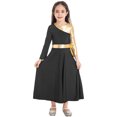 thumbnail image 2 of RUNQHUI Robe de Danse Métallique Dorée pour Filles, Prière Lituricale, Culte, Danse, Noir 14, 2 of 7