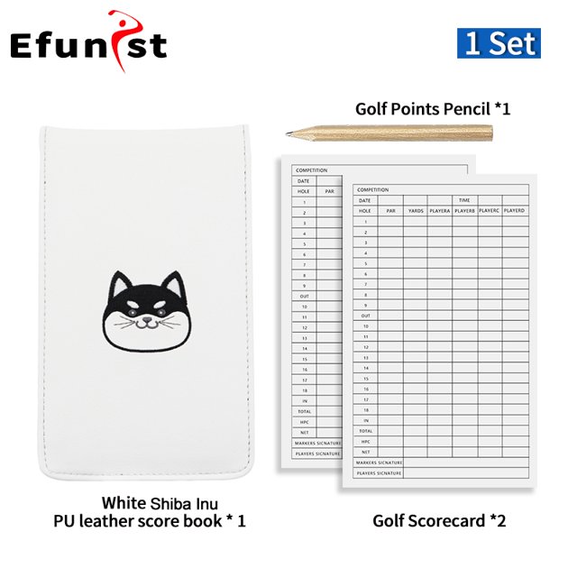 Portable Golf Score Book With Pencil And Score Card PU Leather Material Score Notebook Cartoon Animal Golf Accessories Drop Ship Shiba Inu