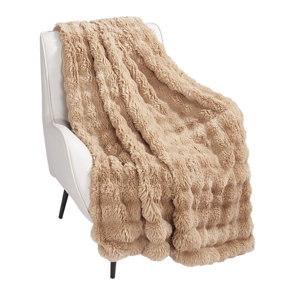 Holiday Time Camel Bubble Faux Fur Throw