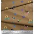 thumbnail image 3 of Soimoi Poly Georgette Fabric Planet,Animal & Spaceship Cartoon Fabric Prints by Yard 52 Inch Wide, 3 of 3