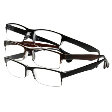 Foster Grant Lunettes de Lecture Rectangulaires Pete pour Hommes, Noires et Brunes, Lot de 3, 2,5x