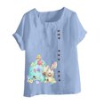 thumbnail image 2 of Birdeem Womens Summer Oversize Casual Round-Neck Short Sleeve Flower Printing Loose Shirt Tops, 2 of 5