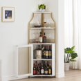 thumbnail image 4 of Armoire de Bar d'Angle, Armoire à Vin Moderne avec Tablettes de Rangement et Porte en Treillis, Armoire de Rangement pour Alcools de Bar à Domicile avec Support en Verre pour Salon, Salle à Manger, 4 of 8