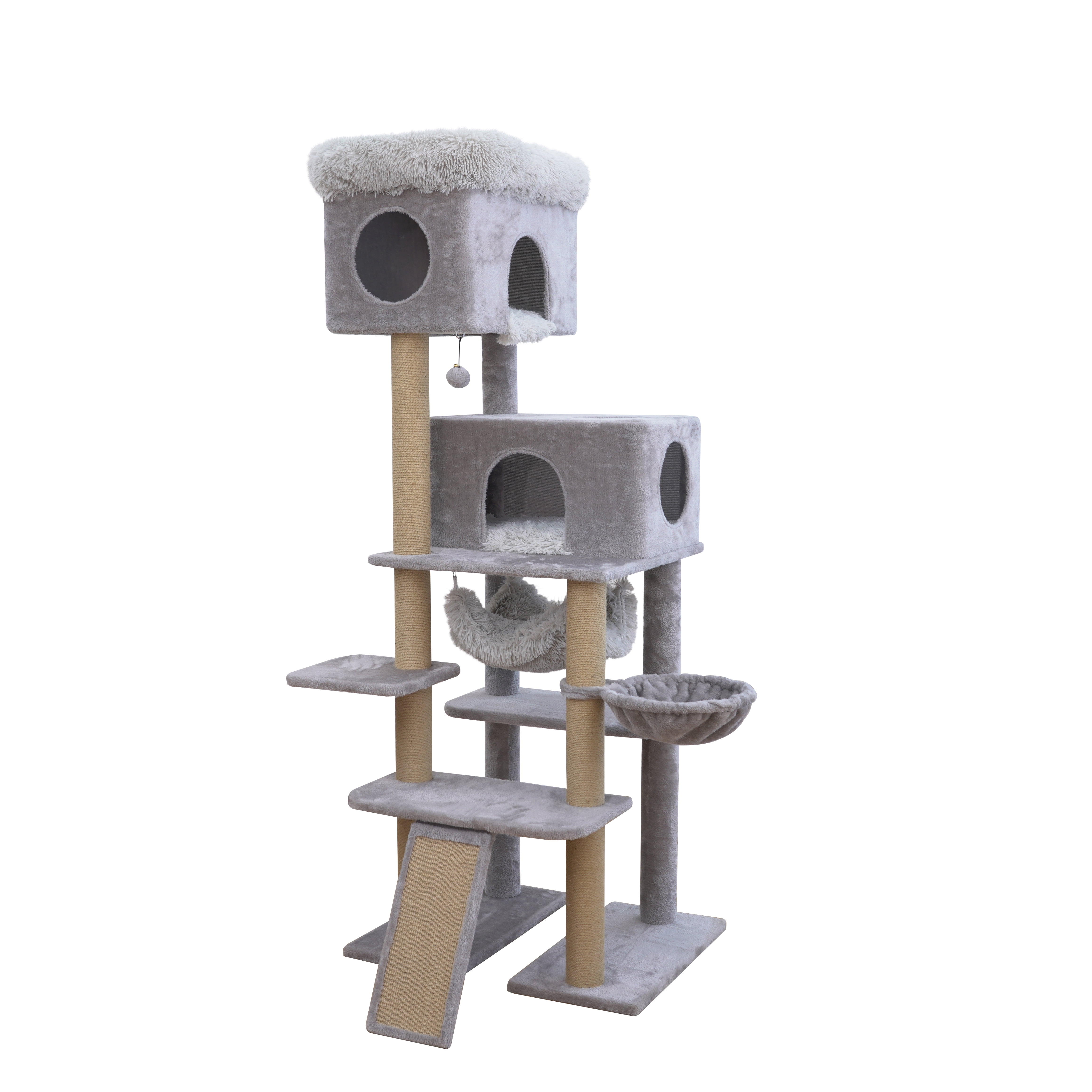 Extra Large Cat Tree for Big Cats & Multi-Cat Homes – Spacious Condos, Oversized Perches, Heavy-Duty Scratching Posts, 71.9" Tall, Grey