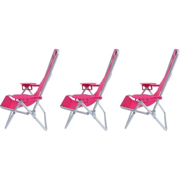 OULII 3Pcs Beach Chairs Craft ABS Rosy Folding Chairs for Children's Furniture