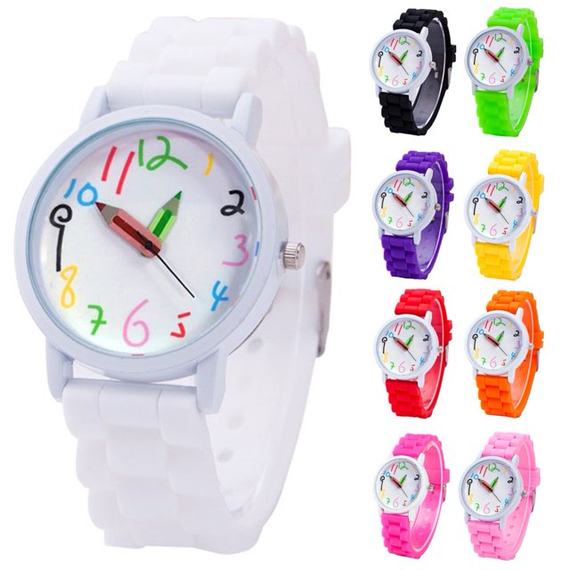 Montre-bracelet à Quartz pour Enfants Mode Chiffres Arabes Affichage Analogique