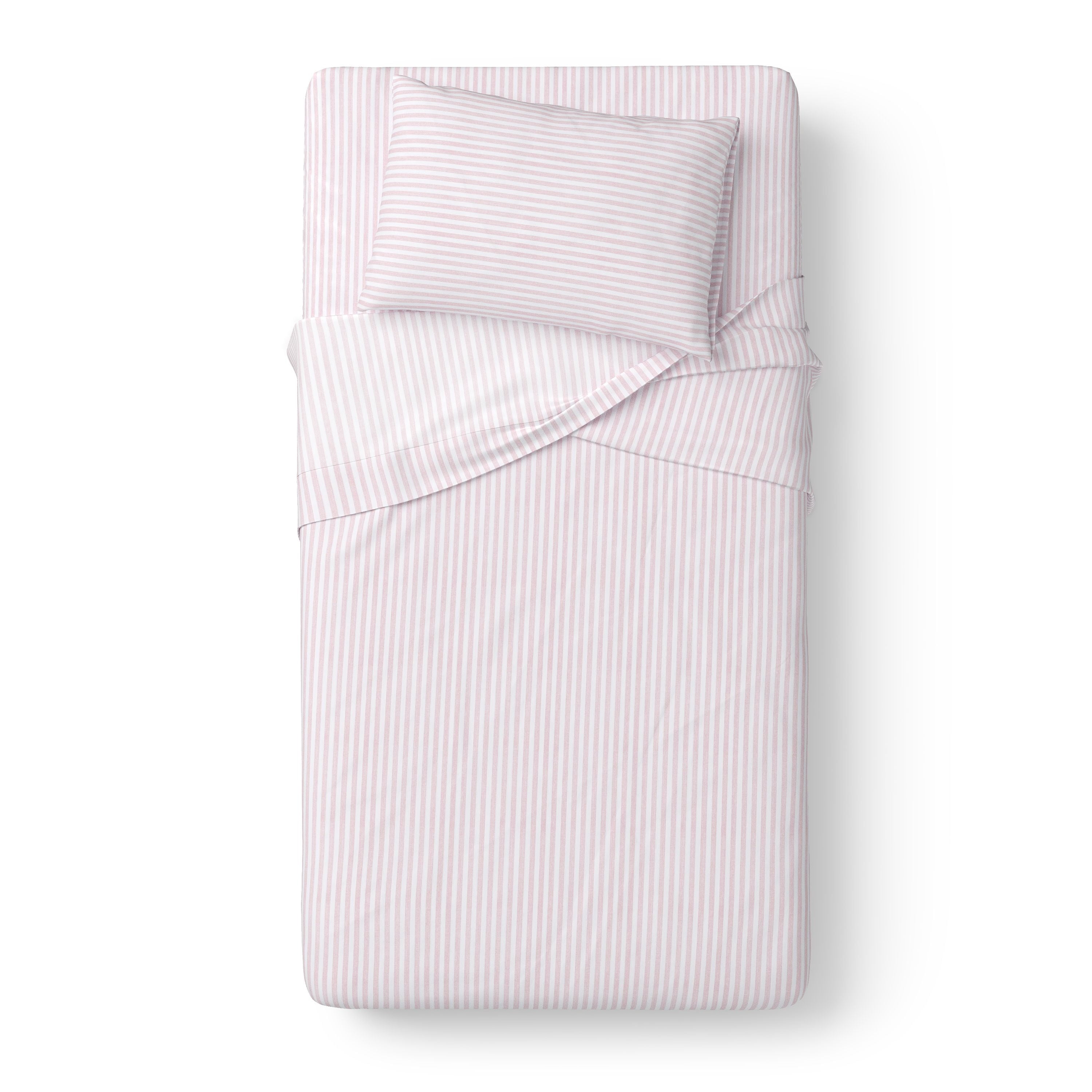 Mainstays Kids 220TC Cotton Stripe Pink Double, 4 Piece Sheet Set