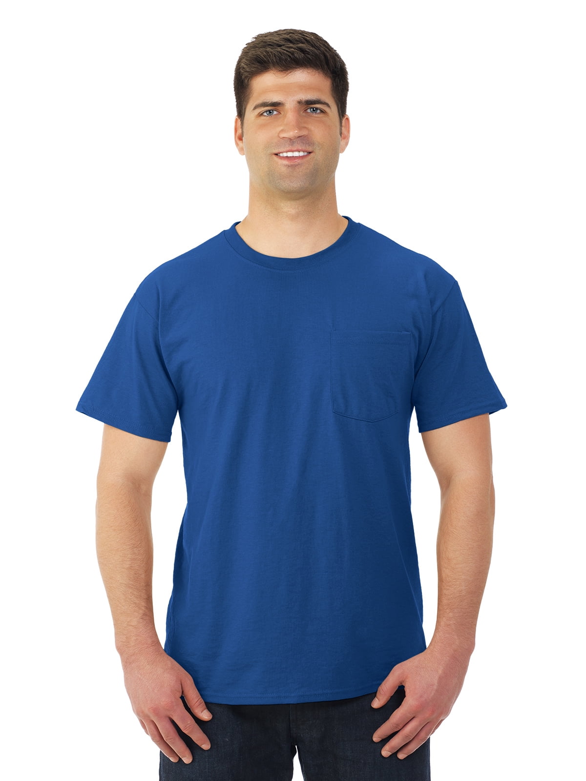 Jerzees Mens DRI-POWER Active Short Sleeve Pocket Crew T-Shirt, 4X, Royal