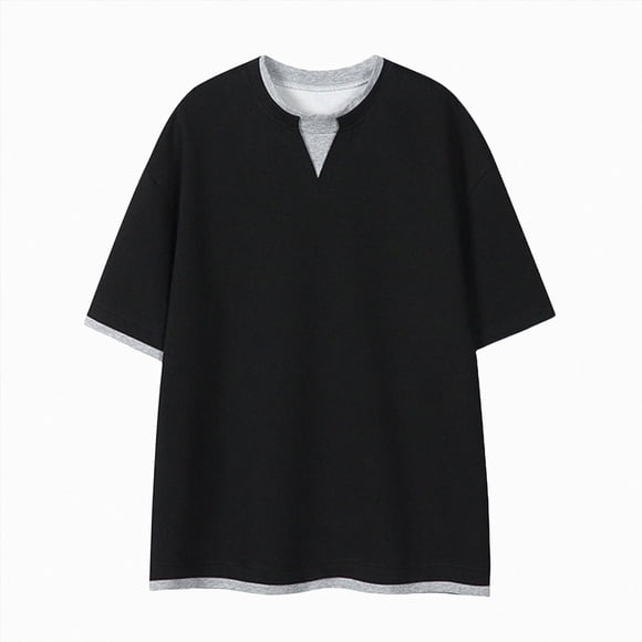 Ymyiu Men Shirts Men's T Shirt Pocket Heavyweight Pocket Tee for Men Full-Cut T-Shirt Size M(Black, M)