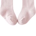 thumbnail image 4 of Little Girls Stockings  Plain Color/Patchwork Side Bow-Knot Midi Tube Socks  Breathable Elastic Knee-Length Socks, 4 of 9