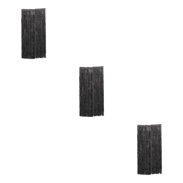 Wweixi Customized Fringe Curtain For Exquisite Anniversary Party Decorations Luster Black 3Set