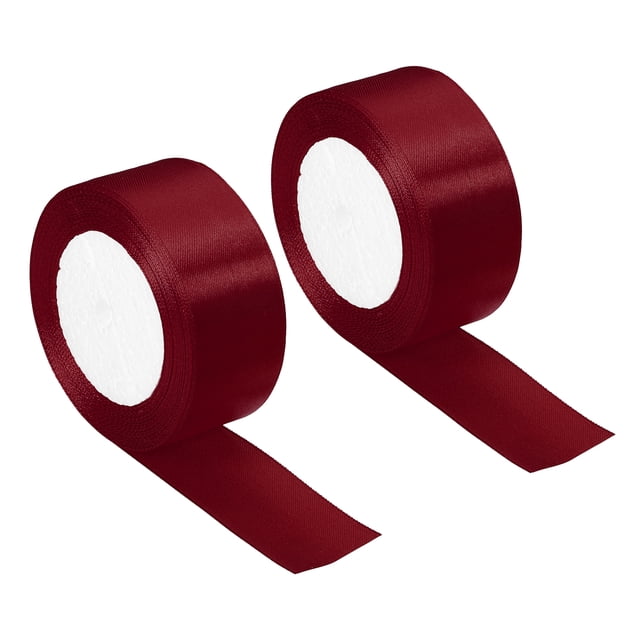 Unique Bargains 1.5 Inch Wide 24 Yards Satin Ribbon, 2 Pack Double Face Solid Crafts Roll for Party Home DIY Wrapping Decoration, Wine Red