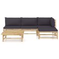 thumbnail image 2 of vidaXL 5 Piece Garden Lounge Set with Dark Grey Cushions Bamboo, 2 of 12