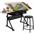 thumbnail image 1 of BBBuy MDF Drafting Table Desk Art&Craft Work Station Drawing Desk Height Adjustable Craft Table w/Stool and 3 Storage Drawers for Home Office School Study Room, 1 of 5