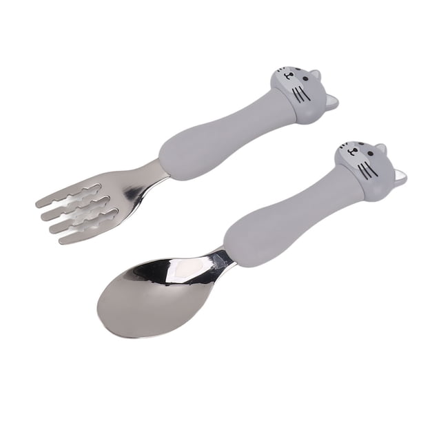 2 Pack Toddler Fork Spoon, Metal Toddler Cutlery Set Cartoon Spoon Tableware Kit Stainless Steel Forks And Spoons Comfortable To Handle Toddler Silverware With Storage Box