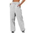 thumbnail image 1 of Pisexur Womens Sweatpants Ribbed Straight Leg Sweatpants High Waist Workout Jogging Pants Trendy Casual Solid Color Sweat Pants Baggy Comfort Drawstring Wide Leg Pants Loungewear with Pockets, 1 of 6