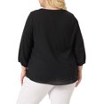 thumbnail image 3 of GRACE & GRANDEUR Women's Plus Size Tops Work Round Neck Ruffle Chiffon Blouse Office Top 1X Black, 3 of 6