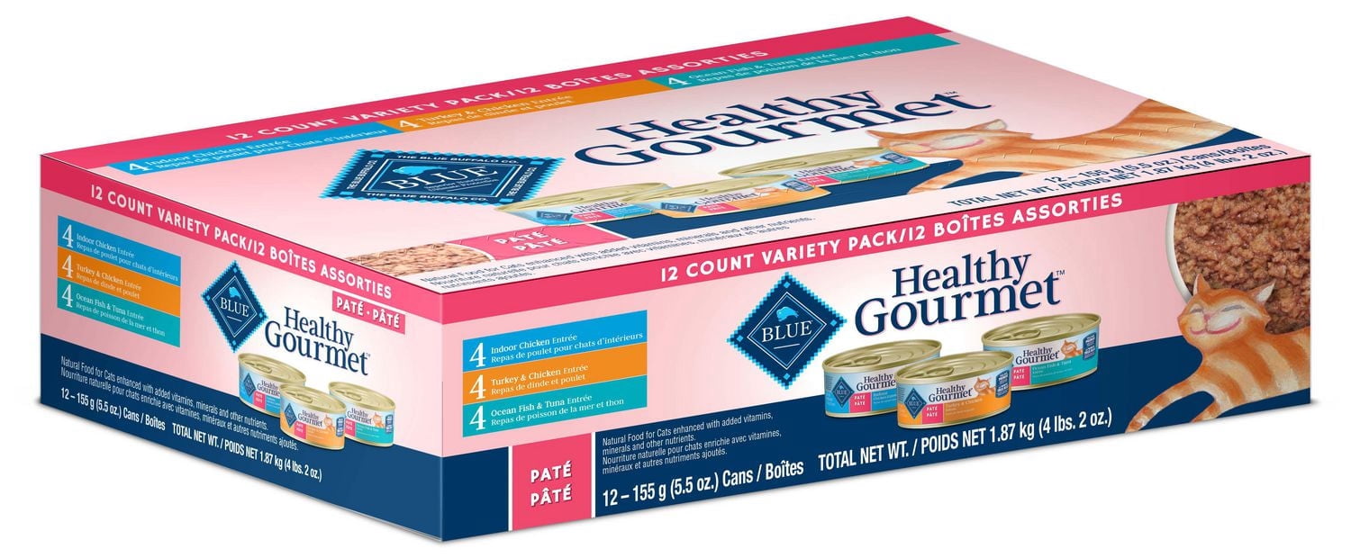 BLUE Healthy Gourmet Paté Wet Cat Food Variety Pack 12 x 155g