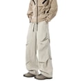 thumbnail image 1 of Casual Drawstring Wide-Leg Plaid Patchwork Hem Pants for Everyday Comfort – Timeless Unisex Trousers for Autumn, 1 of 4