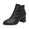 thumbnail image 2 of Cameland Embossed Double Breasted Women's Pointed Side Zipper Mid Heel Bare Boots, 2 of 5