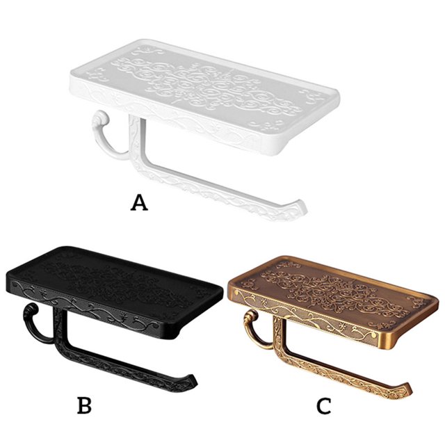 Vintage Toilet Paper Holder Bathroom Metal Roll Tissue Rack Wall-Mounted Retro Phone Towel Shelf