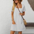 thumbnail image 4 of Liquidation d'Été! WRKEKC Robes d'Été pour Femmes 2025, Robes Soleil Femmes, Robe en Denim à Manches Longues et Col en V Ample et Tendance pour Femmes, 4 of 7