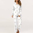 thumbnail image 4 of MeetoTime Pyjama d'Automne pour Femme, Ensemble 2 Pcs, Haut à Manches Longues Boutonné et Pantalon, Tenue de Nuit, 4 of 7