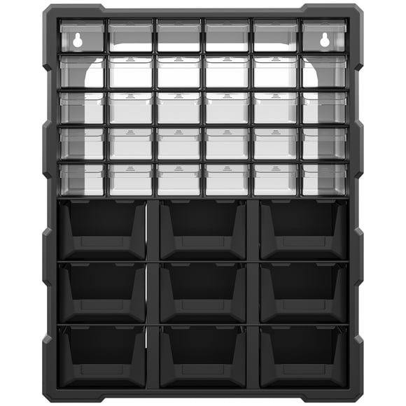 DURHAND 39 Drawer Plastic Parts Storage Hardware and Craft Cabinet Black