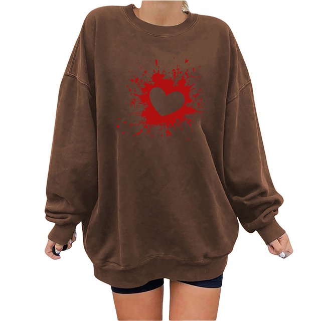 2023 Chandail à Capuche Surdimensionné pour Femmes Mode Automne Imprimé Ample Manches Longues Blouse Col Rond Chandail Décontracté Hauts Chandail en Molleton Costumes Halloween/noël 50 % de Réduction Liquidation