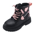 thumbnail image 1 of Kcodviy Children's Winter Leather Lace Winter Boot Up Stylish Color Matching Toddler Boots Side Zipper Boots, 1 of 8