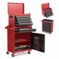 thumbnail image 2 of Anwick Tool Chest, 5-Drawer Rolling Tool Storage Cabinet with Detachable Top Tool Box, Liner, Universal Lockable Wheels, Adjustable Shelf, Locking Mechanism, Metal Tool Cart for Garage Workshop (Red), 2 of 4