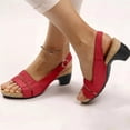thumbnail image 1 of LSLJS Women's Wedge Sandals Solid Color Ankle Strap Low Heeled Sandals Fish Mouth Open Toe Sandals, 1 of 4