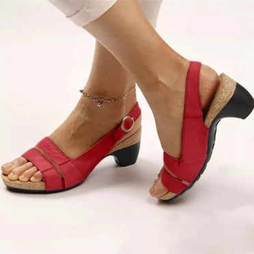Dvkptbk Sandales à Bout Carré à Talons Bas pour Femmes, Sandales à Talons Blocs Bas, Bout Ouvert, Bride à la Cheville, Talons Épais, Mules à Enfiler à Talon, Talons pour Fête, Mariage, Chaussures de Robe - Été