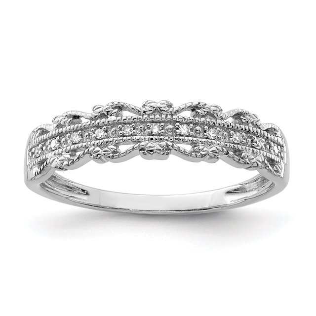 925 Sterling Silver Rhodium-plated Diamond Band Ring