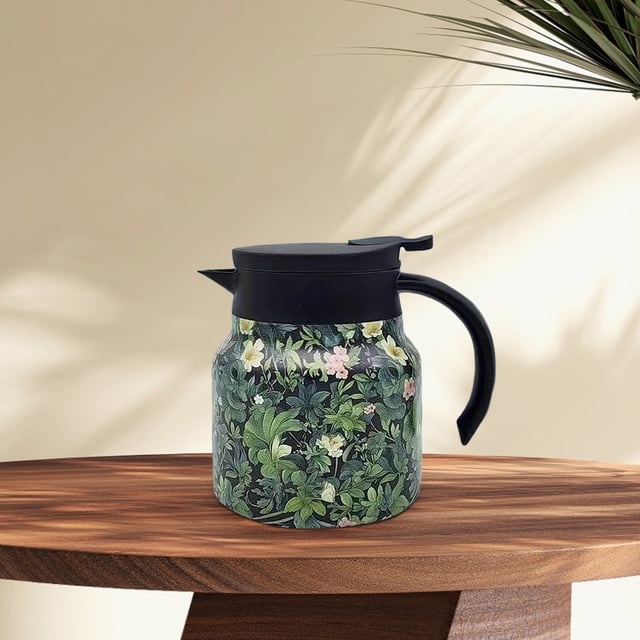 Glass&Bottle Floral Pattern Tea Pot With Built-In Infuser Mini Stainless Steel Thermal Carafe For Hot Drinks
