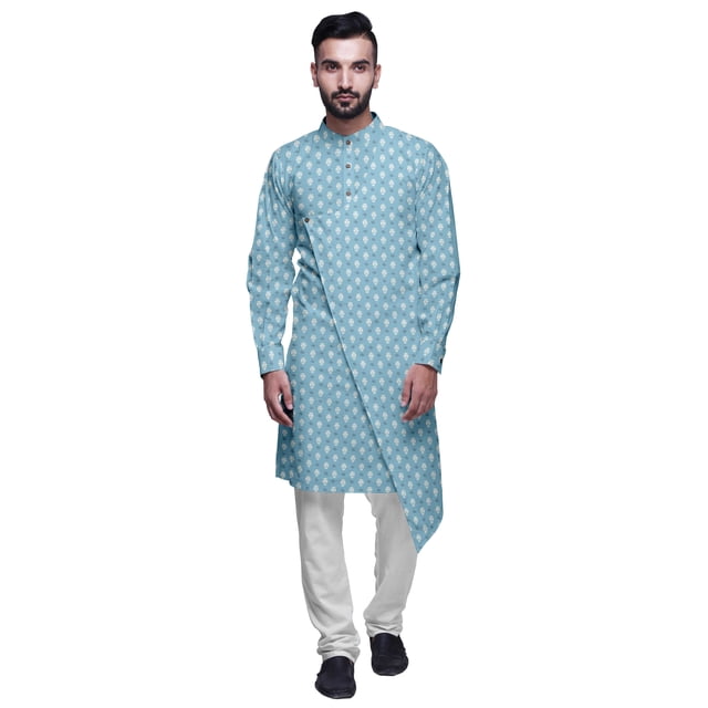 Atasi Party Wear Kurta Pajama For Men Mandarin Collar Ethnic Printed Kurta Set